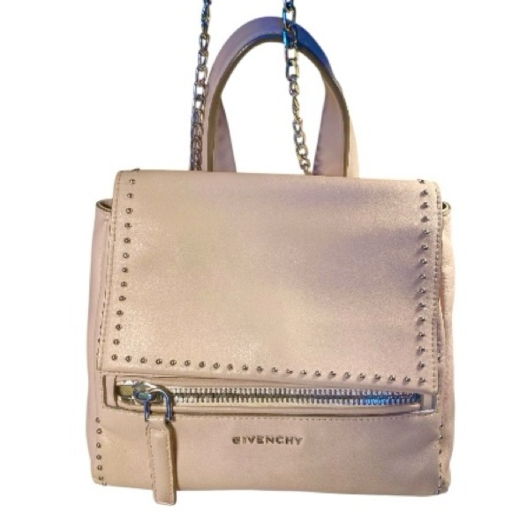 Givenchy Pandora Pure studded grained leather crossbody top handle bag blush